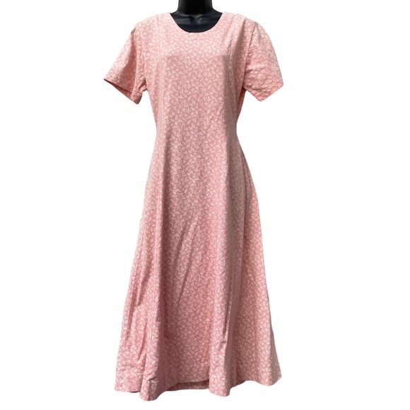 Vintage Dresses & Skirts - Vintage Pink Tie Back Midi Dress - size Large